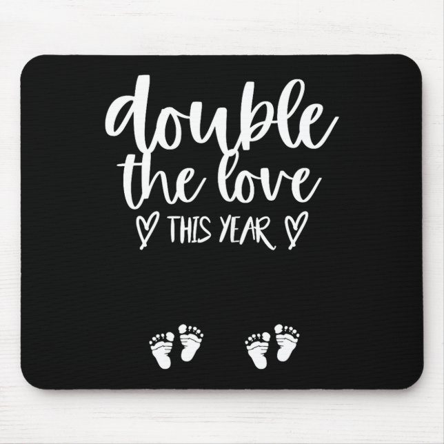 Mousepad Twin Pregnancy Valentines Day Baby Announcement  (Frente)