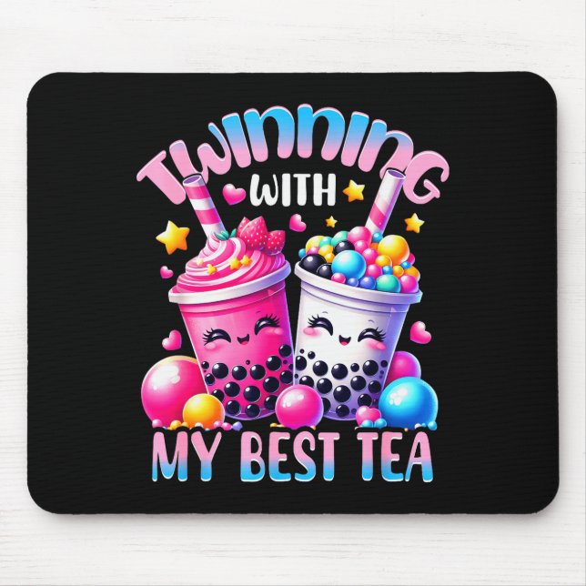 Mousepad Twinning With My Tea Bubble Tea Boba Ie Friendship (Frente)