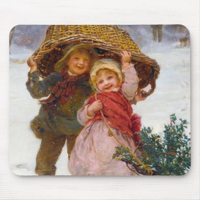 Mousepad Two children in the snow by Frederick Morgan (Frente)