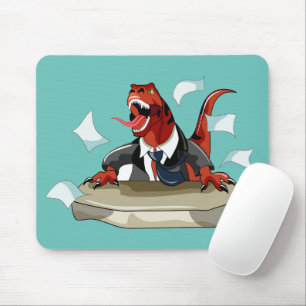 Mousepad Tyrannosaurus Rex Boss Sentado Em Uma Mesa.