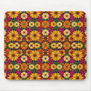 Mousepad Uau! Padrão floral colorido e brilhante.