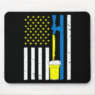 Mousepad Ucrânia América Bandeira Torneira de Cerveja Eu Es