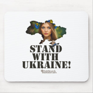 Mousepad Ucrânia Contorno Mulher Ucraniana Slogan Fique Com
