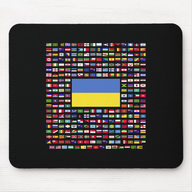 Mousepad Ucrânia Explorando Bandeiras Mundiais  (Frente)