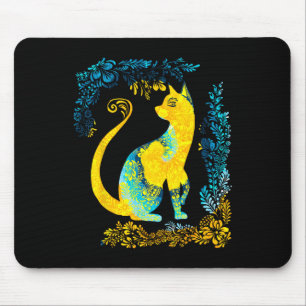 Mousepad Ucrânia Gato Fofo Floral Vintage Tie Dye Ucraniano