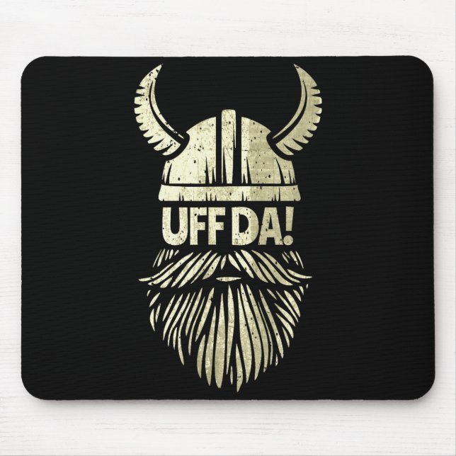 Mousepad Uff Da Norwegian Quote Scandinavian Viking Helmet  (Frente)