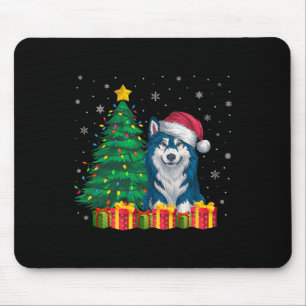 Mousepad Ugly Alaskan Klee Kai Santa Hat Noite Luzes de Nat