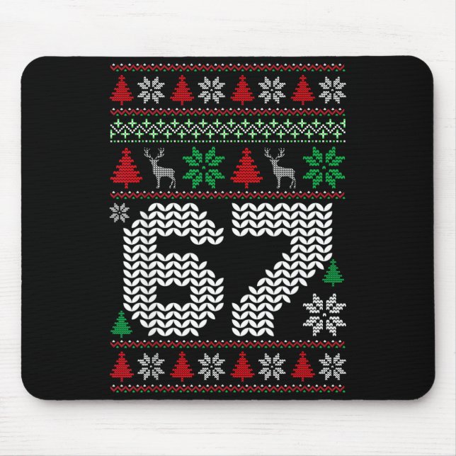Mousepad Ugly Christmas Sweater 67 Six Seven 6 7 Meme Funny (Frente)