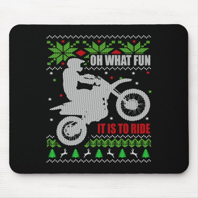Mousepad Ugly Christmas Sweater Dirt Bike Motorcycle Motocr (Frente)