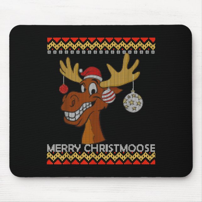 Mousepad Ugly Christmas Sweater I Merry Christmoose Funny M (Frente)