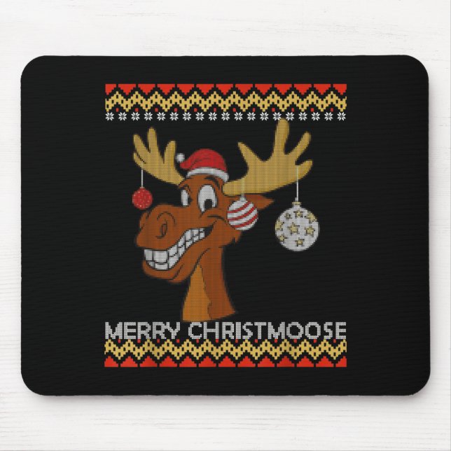 Mousepad Ugly Christmas Sweater I Merry Christmoose Funny M (Frente)