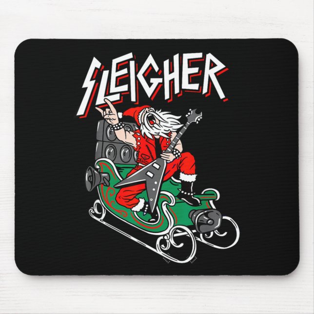 Mousepad Ugly Christmas Sweater Sleigher Heavy Metal Santa  (Frente)