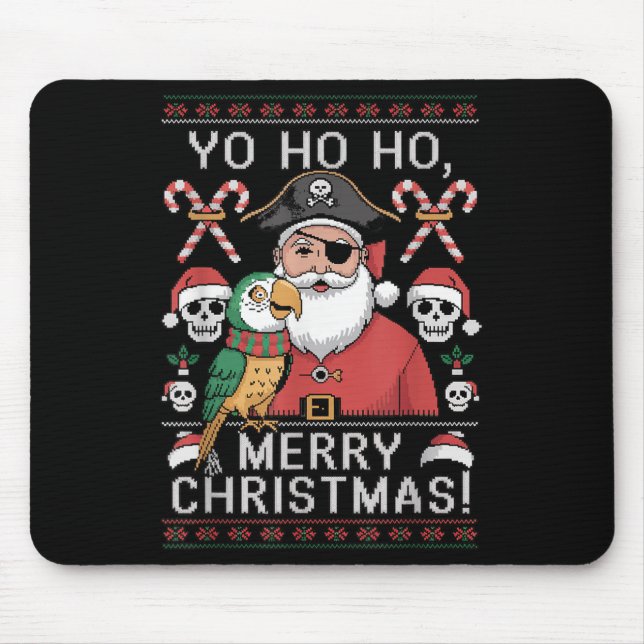 Mousepad Ugly Christmas Sweater Yo Ho Ho Fun Merry Xmas San (Frente)