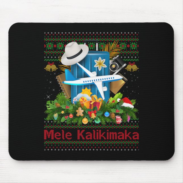 Mousepad Ugly Christmas Sweaters Hawaiian Vacation Mele Kal (Frente)