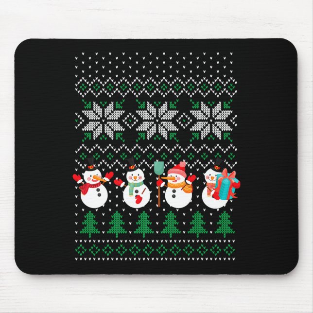 Mousepad Ugly Christmas Xmas Tree Snowman Santa Claus New Y (Frente)