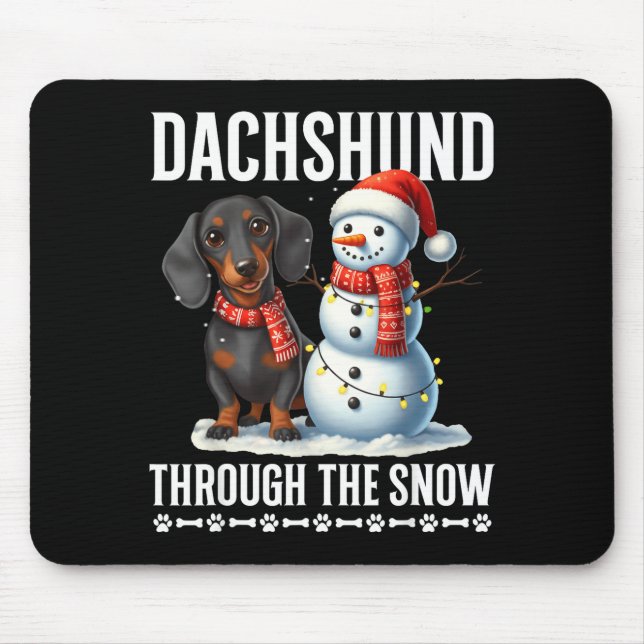Mousepad Ugly Dachshund Christmasthrough The Snow Gift Chri (Frente)