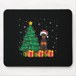 Mousepad Ugly Doberman Pinscher Santa Hat Luzes De Natal