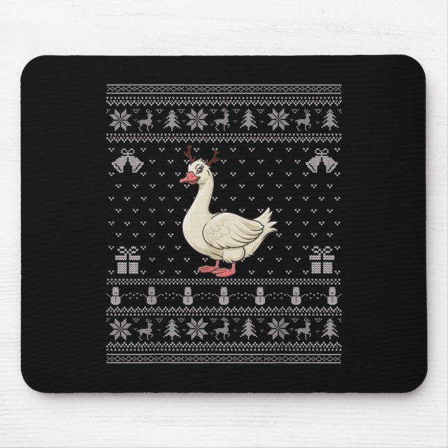 Mousepad Ugly Xmas Sweater Style Goose Reindeer Christmas  (Frente)