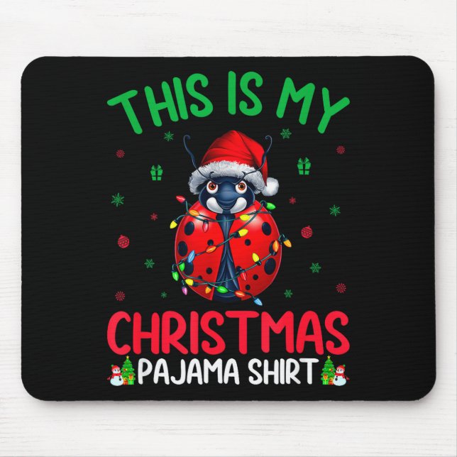 Mousepad Ugly Xmas Tree Lights Santa Ladybug Christmas Paja (Frente)
