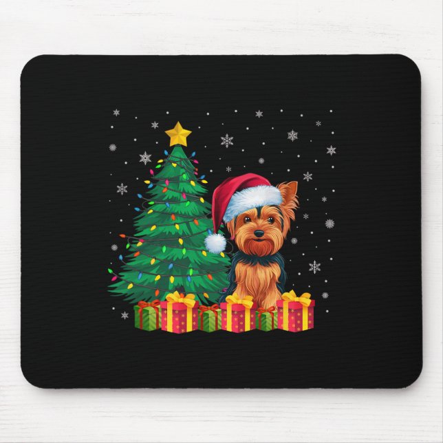 Mousepad Ugly Yorkshire Terrier Santa Hat (Frente)