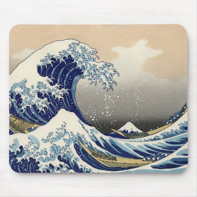 Mousepad Ukiyo-e - O mouse Hokusai's Tsunami Pad (Frente)