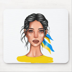 Mousepad Ukrain pára Guerra Cabelo Negro