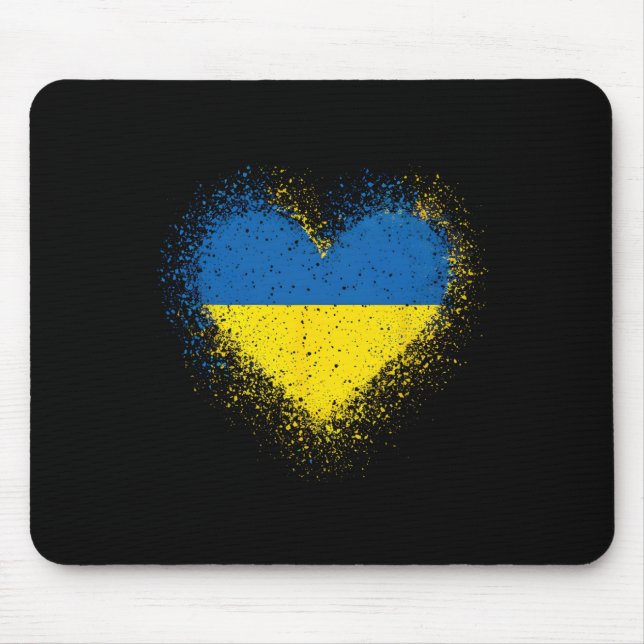 Mousepad Ukraine Flagge Herz Männer Frauen  (Frente)