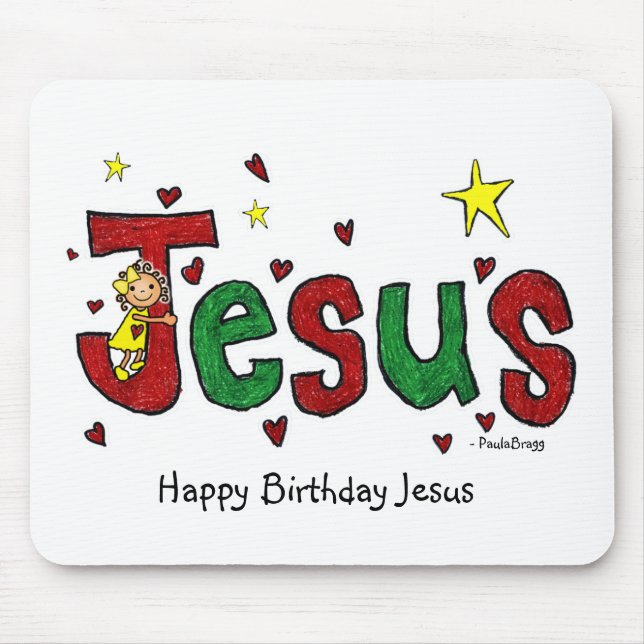 Mousepad Um abraço de Jesus do feliz aniversario de pouco (Frente)