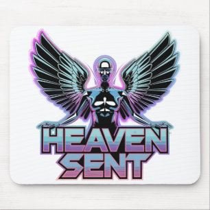 Mousepad Um anjo metálico brilhante com asas, design Y2K