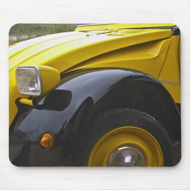 Mousepad Um antigo CV Citroen 2CV preto e amarelo, (Frente)