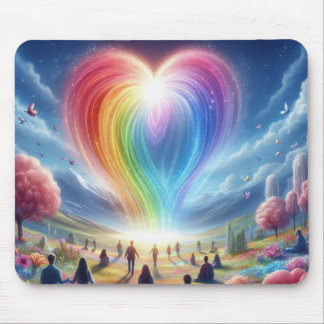 Mousepad Um Arco-íris de Amor Flutuando Sobre as Pessoas em