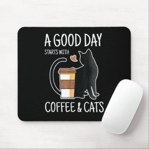 Mousepad Um Bom Dia Começa Com Café E Gatos Divertido Fofo