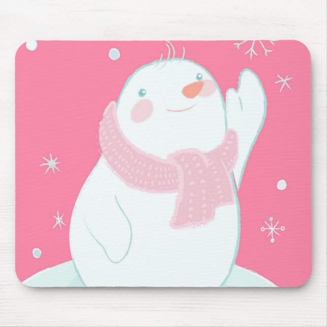 Mousepad Um boneco de neve que alcança para um floco de (Frente)