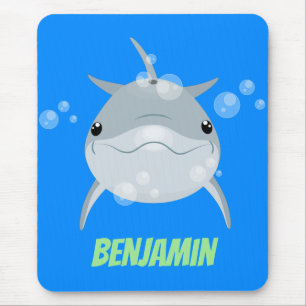 Mousepad Um bonito e feliz desenho animado de golfinho kawa