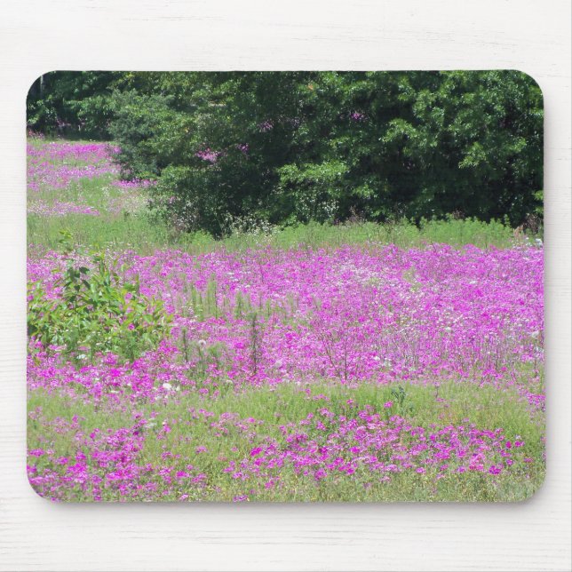 Mousepad Um campo de flores primavera cor-de-rosa (Frente)
