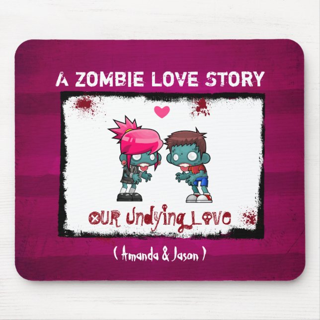 Mousepad Um Casal Zombie bonito: Uma História De Amor Zombi (Frente)