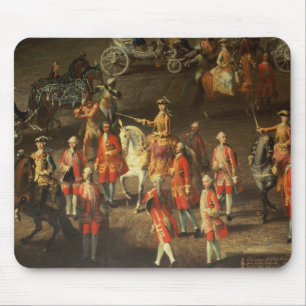 Mousepad Um Cavalcade na escola de equitação do inverno
