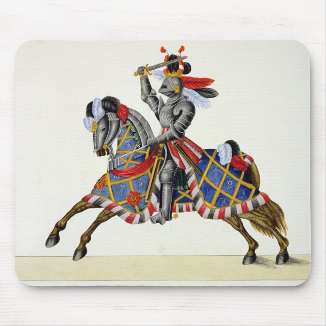 Mousepad Um cavaleiro em um competiam, placa 'de uma (Frente)