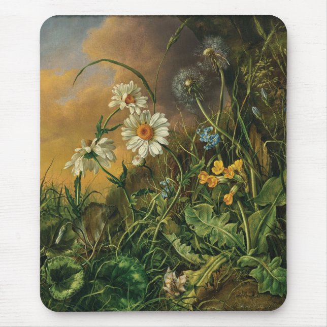 Mousepad Um chão de floresta com margaridas, primroses, ... (Frente)