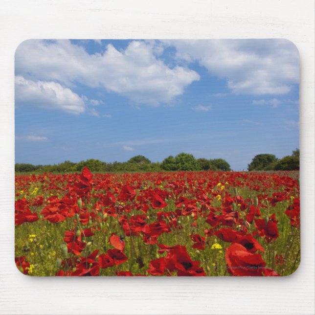 Mousepad Um cheio do campo de flores vermelhas (Frente)