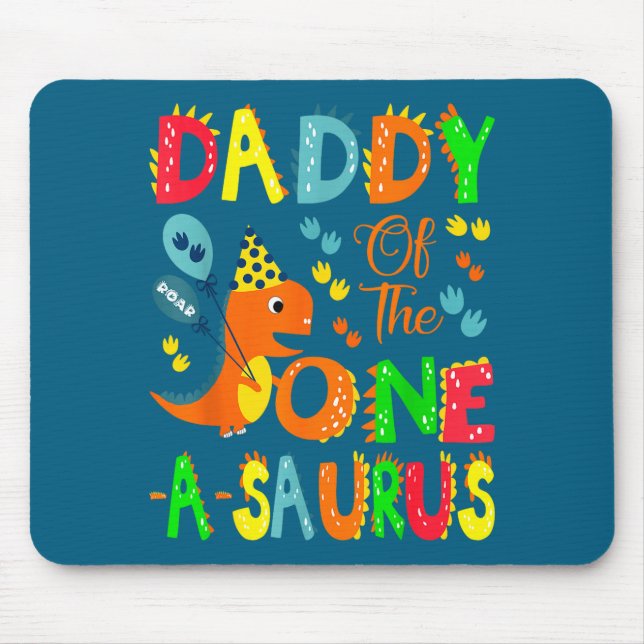 Mousepad Um Daddy Saurus 1º Aniversário Dinossauro (Frente)