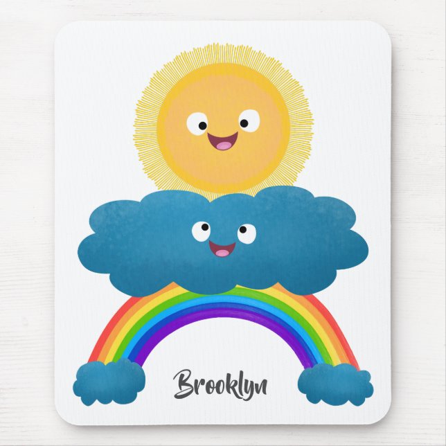 Mousepad Um desenho animado da nuvem-arco-íris, uma nuvem d (Frente)