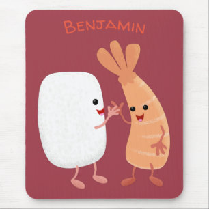 Mousepad Um desenho animado de amigos de camarão de arroz d