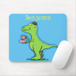 Mousepad Um desenho animado de dinossauros, verde e engraç
