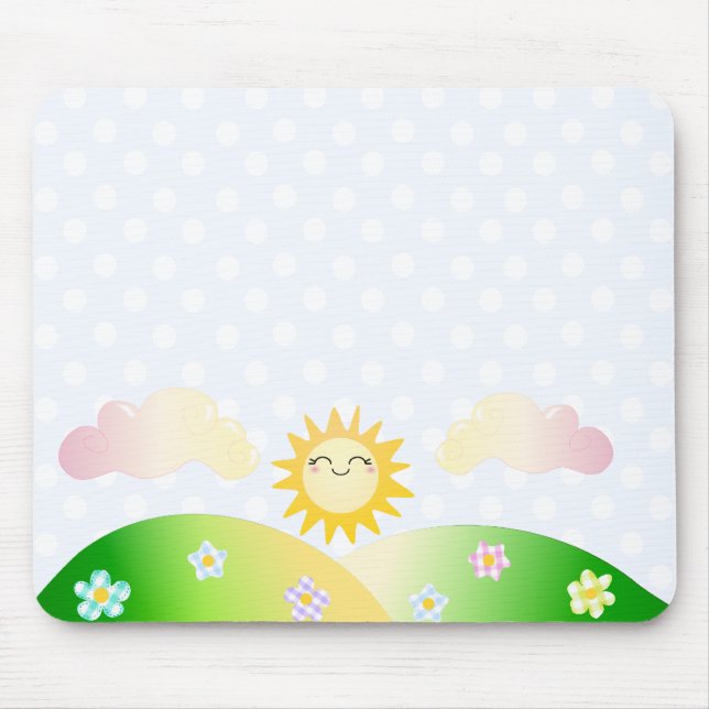 Mousepad Um desenho animado do Sol Kawaii (Frente)