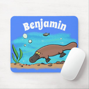 Mousepad Um desenho animado para a natação em platypus