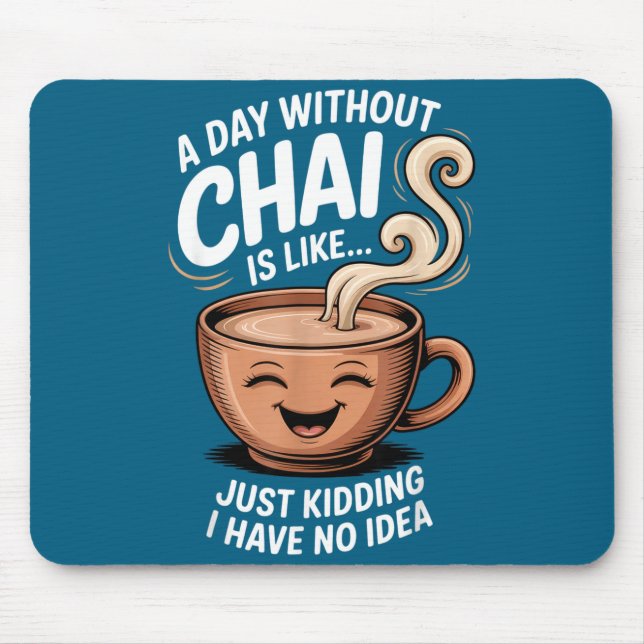 Mousepad Um Dia Sem Chai Citação Engraçada Para Amantes De  (Frente)