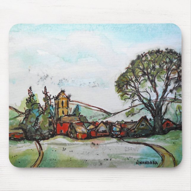 Mousepad Um esboço da Aldeia Britânica Idyllic (Frente)