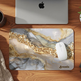 Mousepad Um fundo de mármore branco e dourado luxuoso