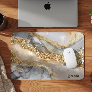 Mousepad Um fundo de mármore branco e dourado luxuoso